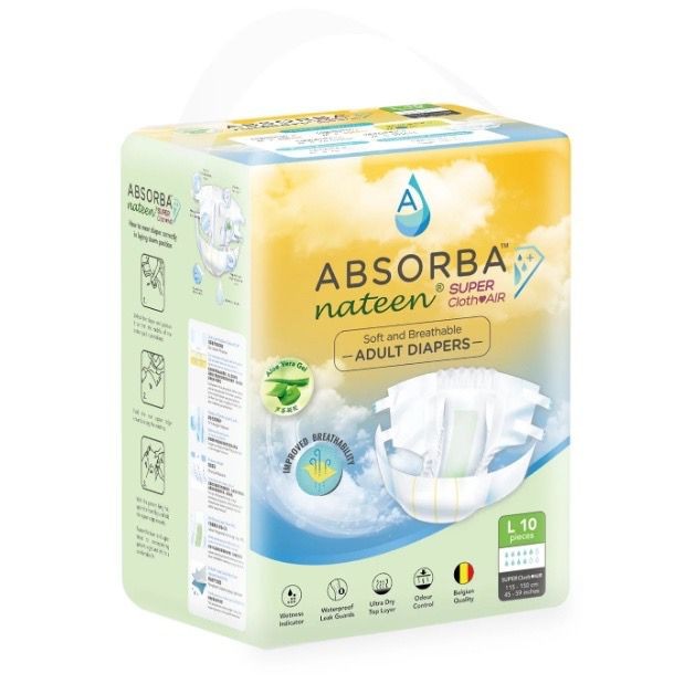 ABSORBA NATEEN SUPER – CLOTHAIR ADULT DIAPERS (L) 10S