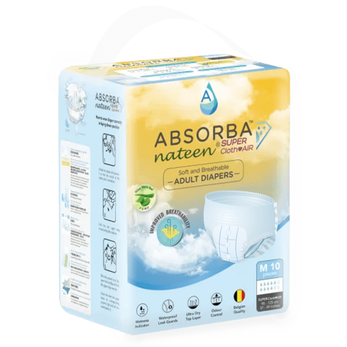 ABSORBA NATEEN SUPER – CLOTHAIR ADULT DIAPERS (M) 10S