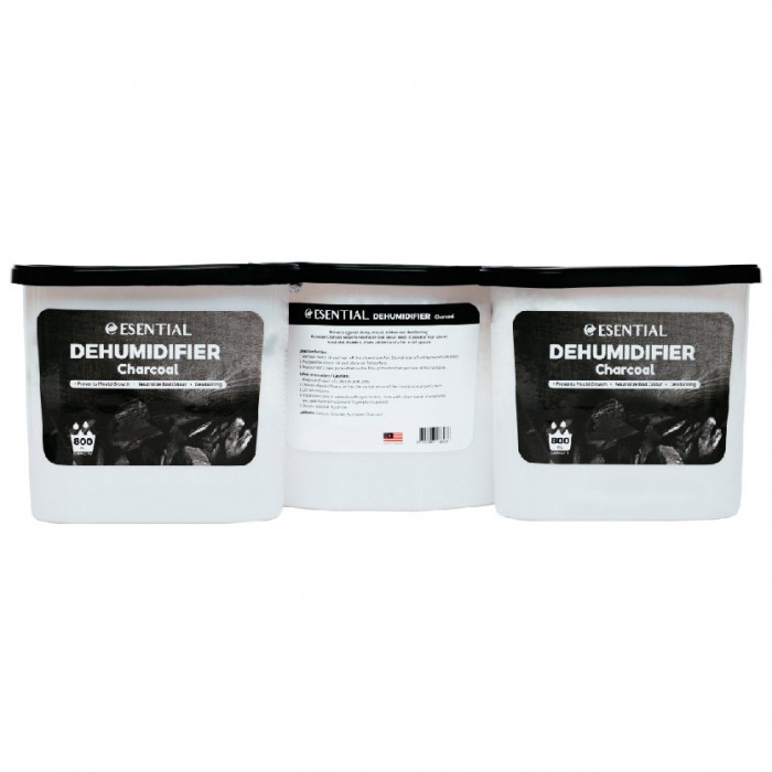 ESENTIAL Charcoal Dehumidifier 800ml X 3's for Prevent Mould, Bad Odour, Dehumidifier Moistur Absorber