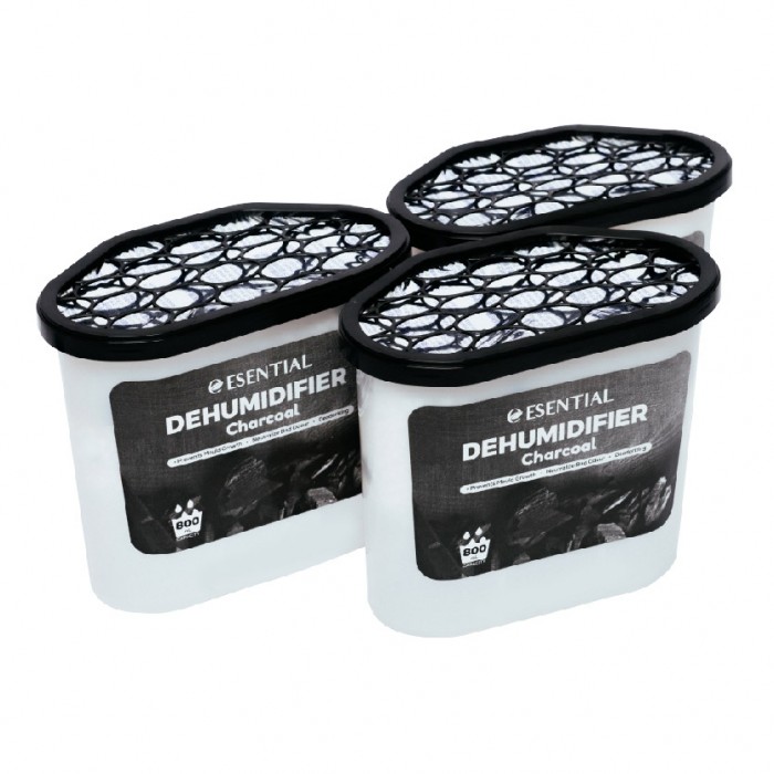 ESENTIAL Charcoal Dehumidifier 800ml X 3's for Prevent Mould, Bad Odour, Dehumidifier Moistur Absorber