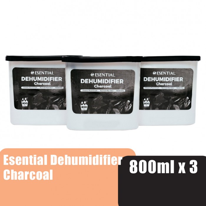 ESENTIAL Charcoal Dehumidifier 800ml x3 防霉, 防潮湿 for wardrobe,shoe rack /活性炭除濕盒