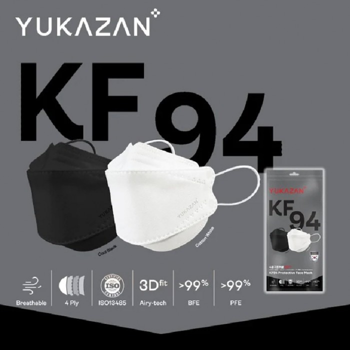 [HOE] Yukazan KF94 PROTECTIVE FACE MASK 10'S -COOL BALCK & COTTON WHITE