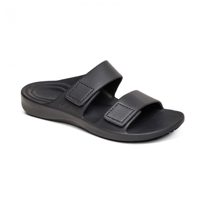 AETREX MENS MILOS SLIDE CHARCOAL - US 8