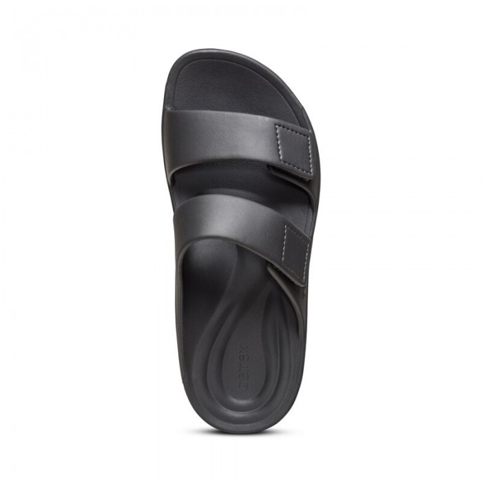 AETREX MENS MILOS SLIDE CHARCOAL - US 9