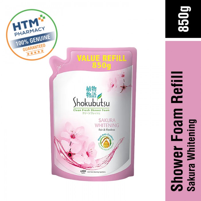 SHOKUBUTSU SHOWER FOAM 850G (REFILL PACK) - SAKURA WHITENING