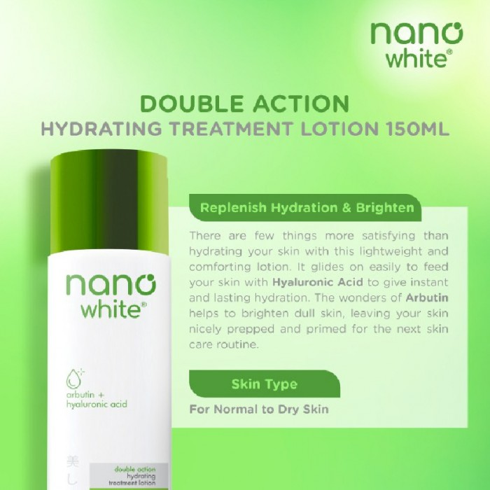 Nanowhite Double Action Hydrating Treatment Lotion 150ml Arbutin + Hyaluronic acid skincare 护肤品