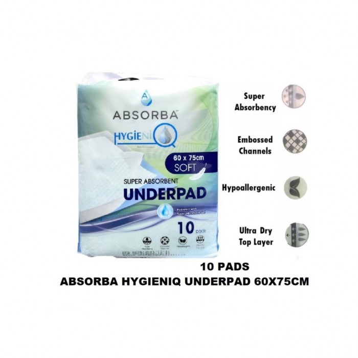 ABSORBA HYGIENIQ UNDERPADS 60X75CM - SOFT 10'S