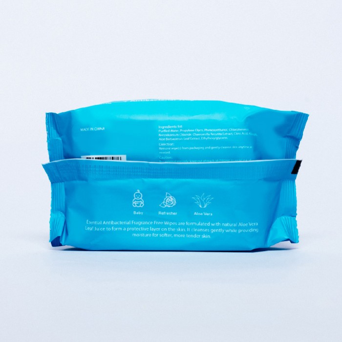 ESENTIAL Antibacterial Disinfectant Wipes 20's Fragrance Free Wet tissue/Tisu Basah/濕紙巾