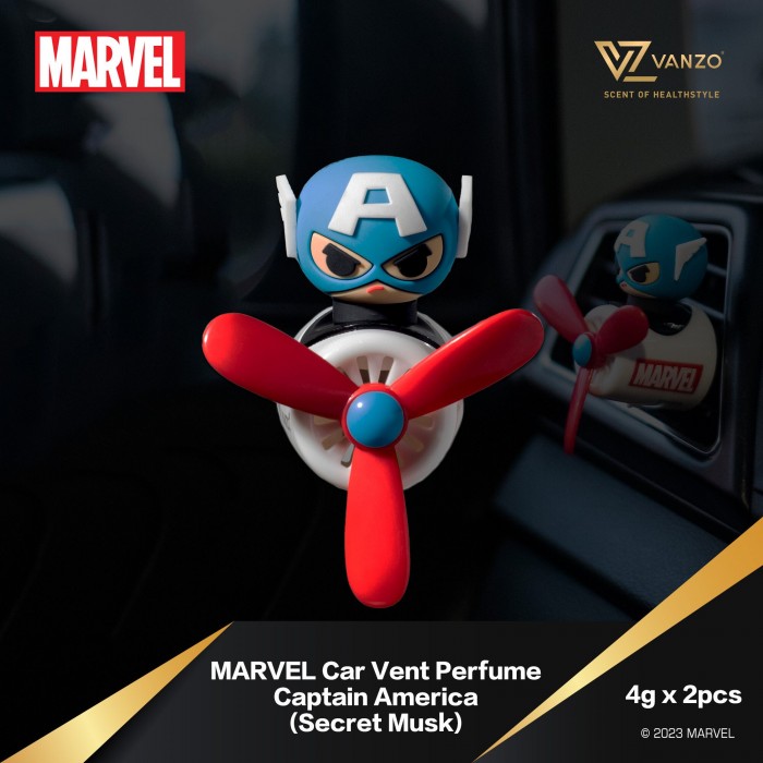 VANZO MARVEL SERIES CAR VENT PERFUME 4G X 2 (CAPTAIN AMERICA) - SECRET MUSK