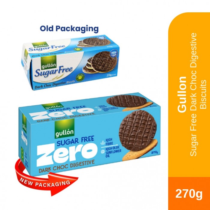 GULLON SUGAR FREE DARK CHOC DIGESTIVE BISCUITS 270G