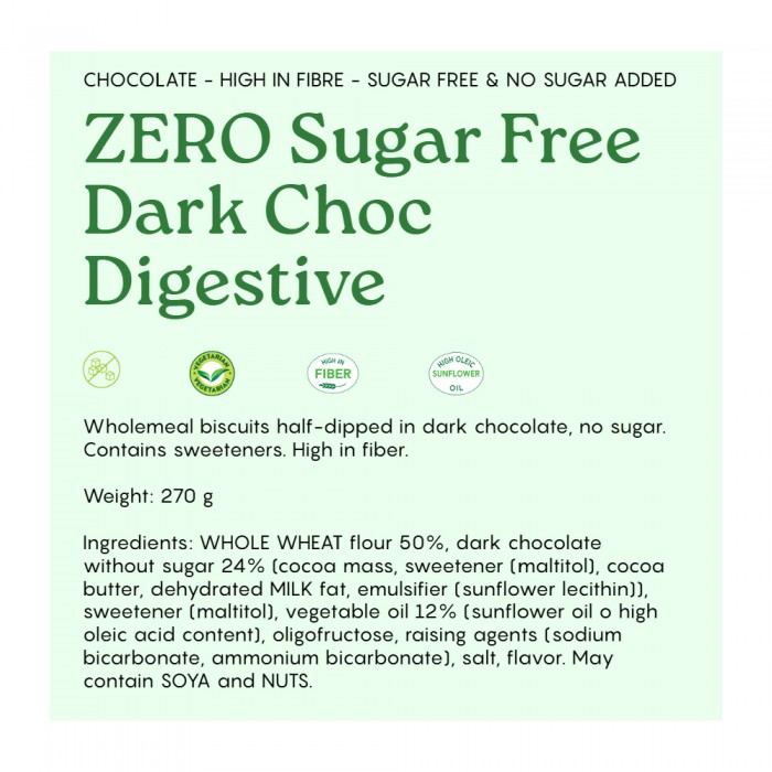 GULLON SUGAR FREE DARK CHOC DIGESTIVE BISCUITS 270G