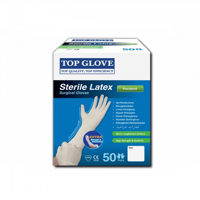 TOP GLOVE STERILE LATEX SURGICAL GLOVES 50'S (SIZE 7.0)