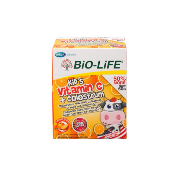 BIO-LIFE KID'S VITAMIN C + COLOSTRUM 60'S - ORANGE FLAVOUR