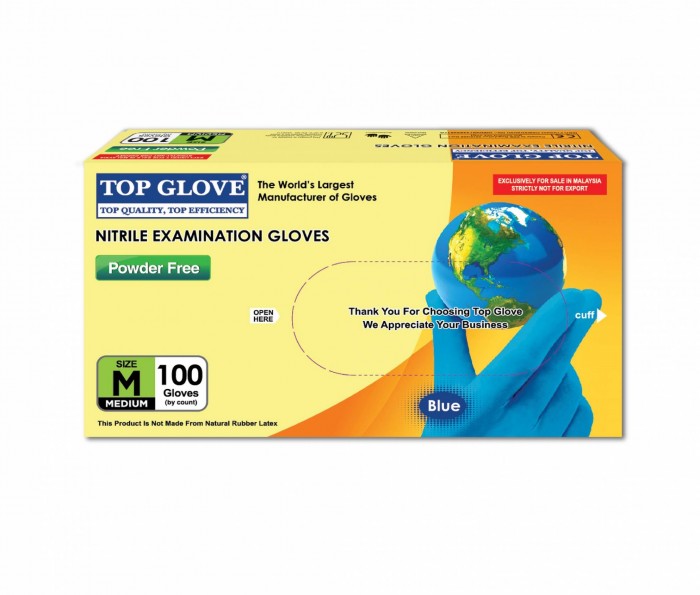 TOP GLOVE NITRILE CHLORINATED PF GLOVES 100'S - M