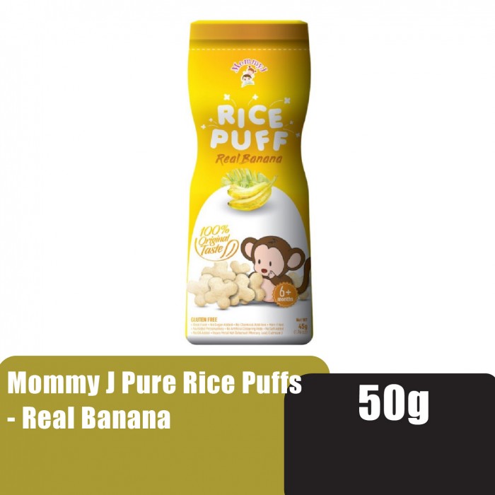 MOMMY J Rice Puff 50g - Real Banana / Pisang (Halal Baby Food, Baby Snack, Makanan Baby for 6+ Months) 宝宝零食 / 宝宝米饼 / 香蕉