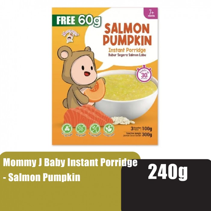 MOMMY J Baby Porridge Instant 240g - Salmon Pumpkin (Bubur Instant, Bubur Baby for 7+ Months) 即食 宝宝粥 / 宝宝方便粥