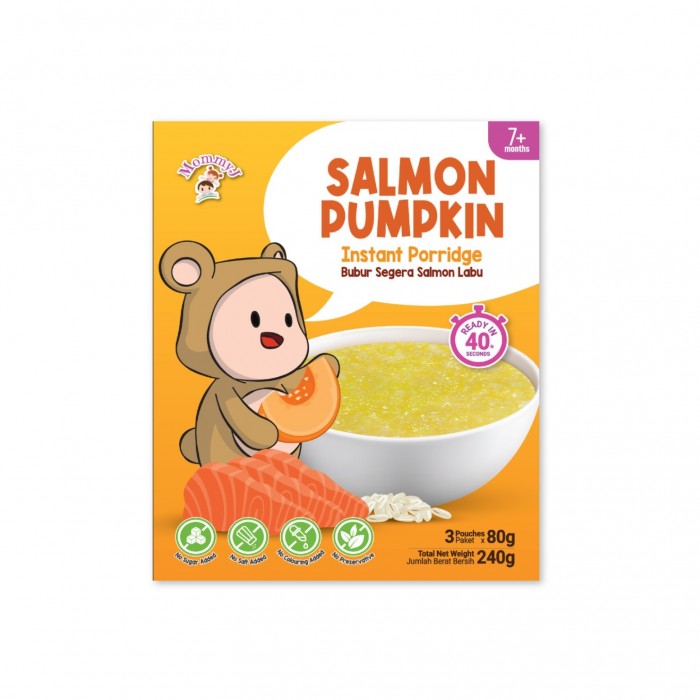 MOMMY J Baby Porridge Instant 240g - Salmon Pumpkin (Bubur Instant, Bubur Baby for 7+ Months) 即食 宝宝粥 / 宝宝方便粥