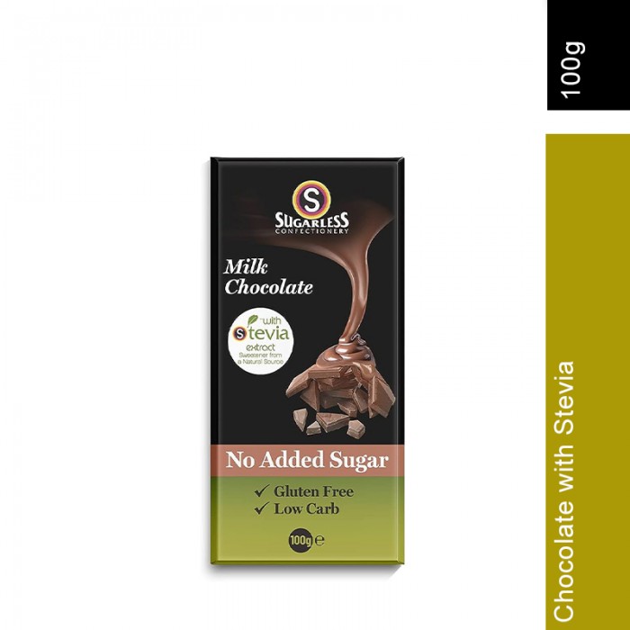 Sugarless Milk Chocolate & Almond With Stevia 150g