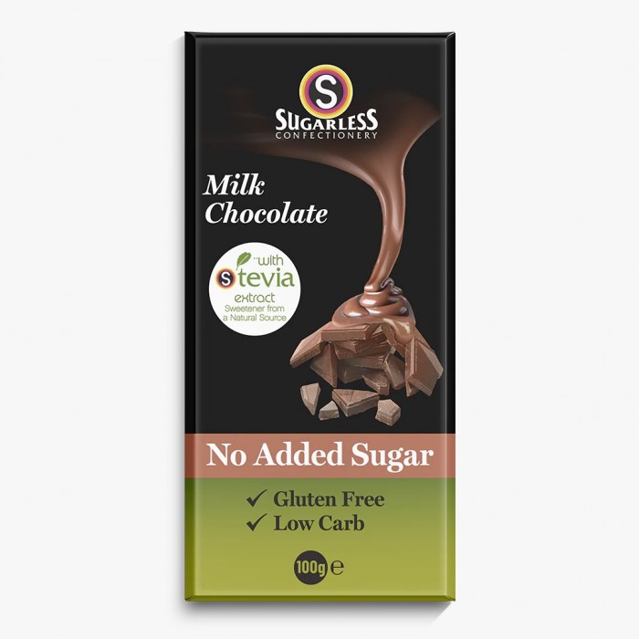 Sugarless Milk Chocolate & Almond With Stevia 150g