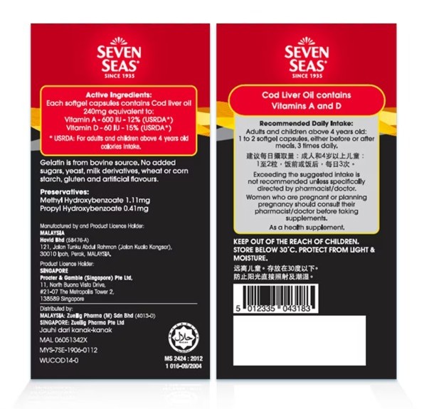 SEVEN SEAS COD LIVER OIL GOLD 500'S X 2