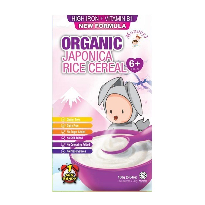 MOMMY J Baby Organic Japonica Rice Cereal With High Iron 120g - Halal Baby Food, Makanan Baby for 6+ Months 宝宝米 / 米糊