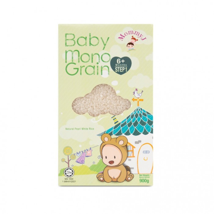 MOMMY J Step 1 Organic Grown 900g - Pearl White Rice (Halal Baby Food, Makanan Baby for 9+ Months) 宝宝米 / 天然珍珠白米