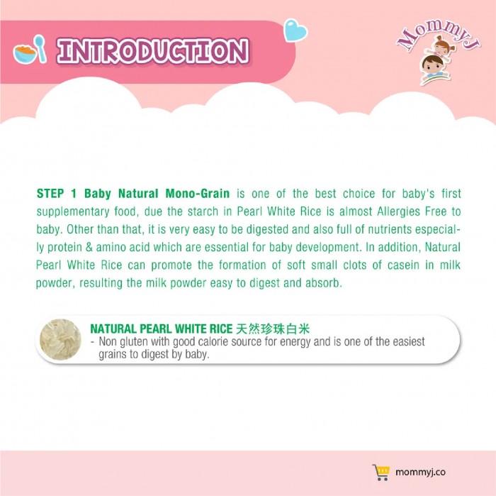 MOMMY J Step 1 Organic Grown 900g - Pearl White Rice (Halal Baby Food, Makanan Baby for 9+ Months) 宝宝米 / 天然珍珠白米