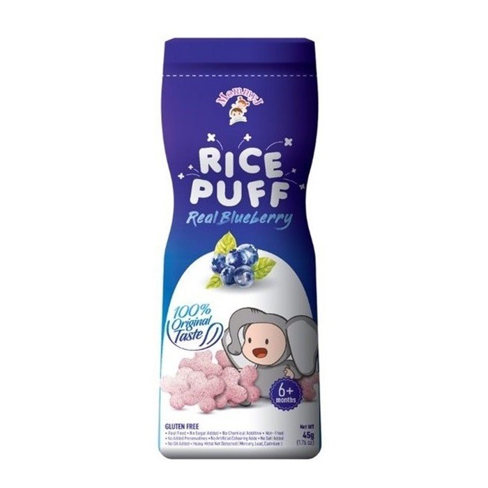 MOMMY J Rice Puff 50g - Real Blueberry (Halal Baby Food, Baby Snack, Makanan Baby for 6+ Months) 宝宝零食 / 宝宝米饼 / 蓝莓 饼干