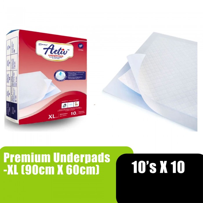 ACTIV PREMIUM UNDERPADS (90CM X 60CM) 10'S X 10PACKS - XL (OD)