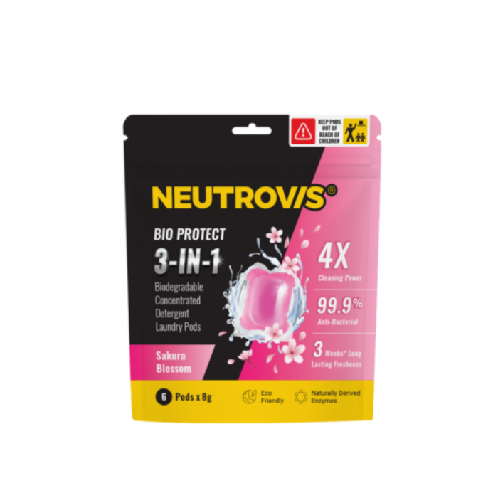 NEUTROVIS 3 IN 1 DETERGENT LAUNDRY PODS 8G X 6'S - SAKURA BLOSSOM