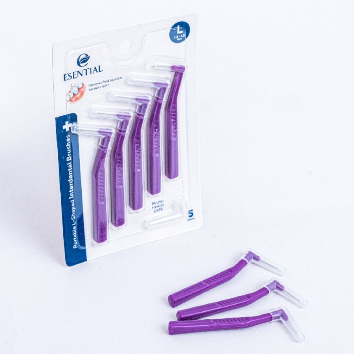 Esential L Shape Interdentail Brush for Braces Toothbrush Braces (L) 1.2MM x 5'S Dental Brush / Berus Gigi Braces