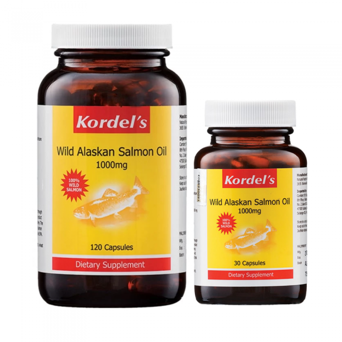 KORDEL’S Wild Alaskan Salmon Oil 1000mg 120’s + 30’s for Heart with Dha, Epa, Fish Oil, Omega 3, 鱼油