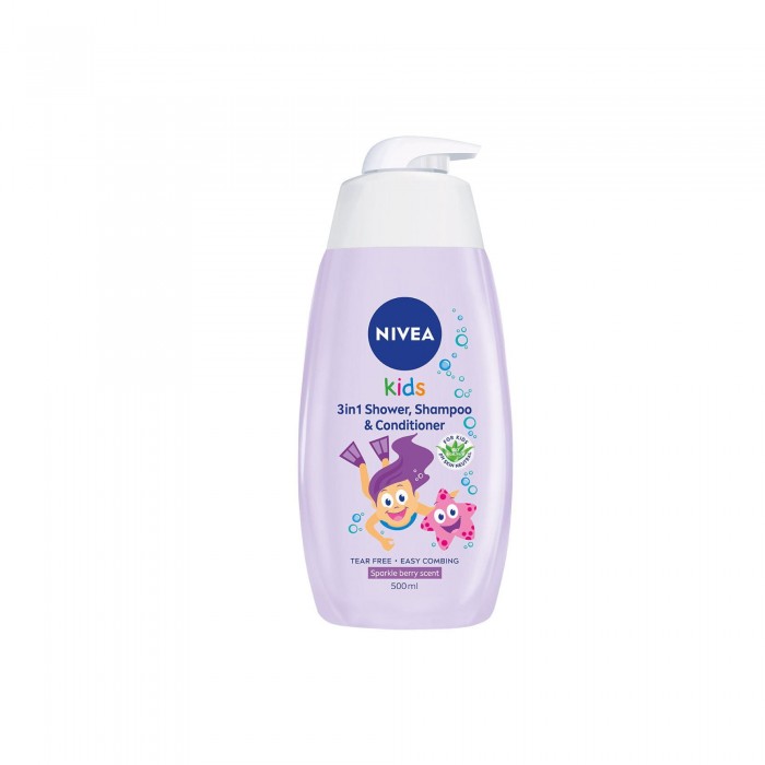 NIVEA 3 IN 1 SHAMPOO & BATH 500ML - SPARKLE BERRY (84589)