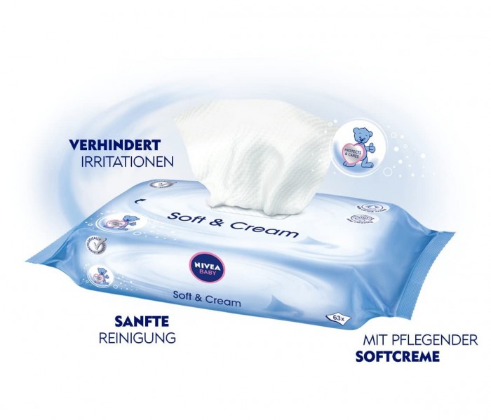 NIVEA BABY SOFT & CREAM WIPES 63'S (86244)