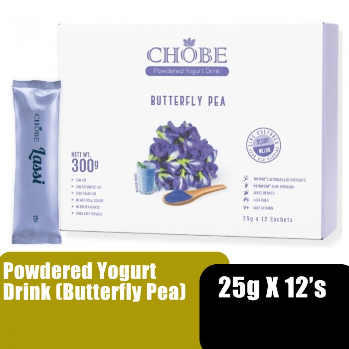 CHOBE POWDERED YOGURT DRINK BUTTERFLY PEA 25G X 12'S