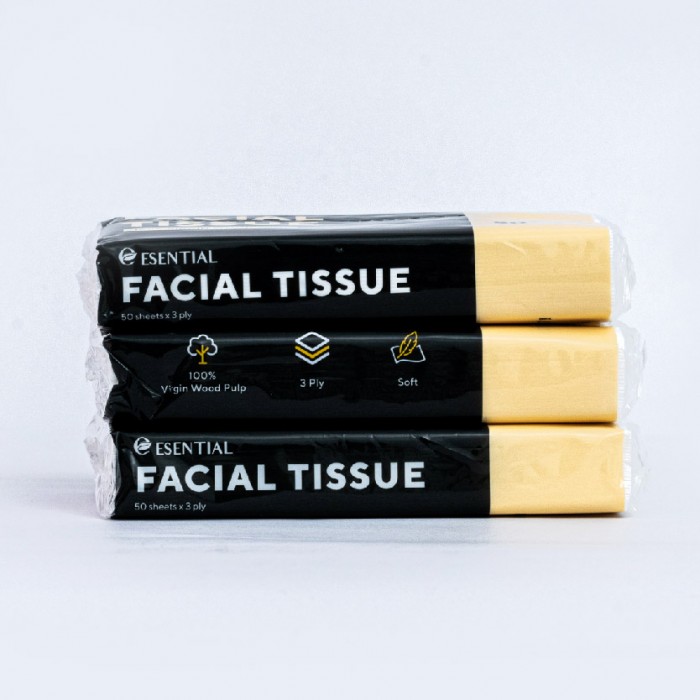 ESENTIAL Disposable Soft Facial Tissue 50's x3 / tisu muka/一次性面巾纸 /纸巾