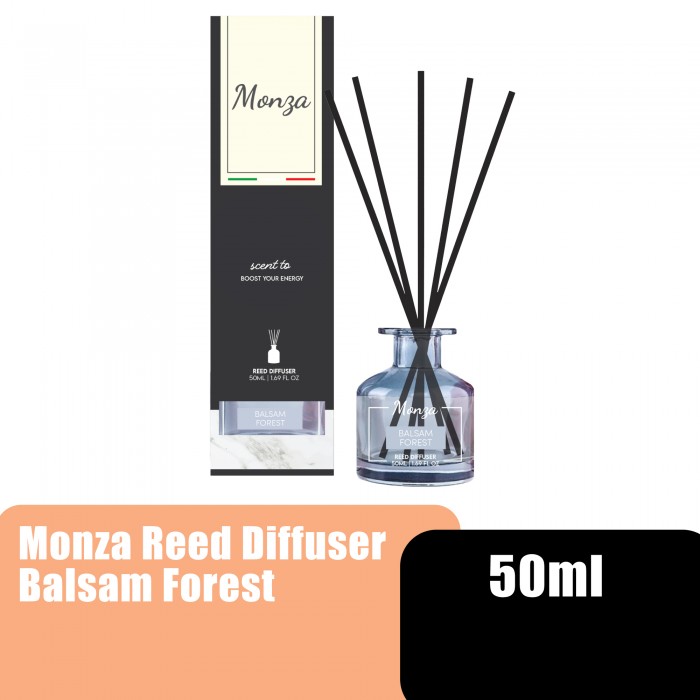 Monza Reed Diffuser Balsam Forest 50ml - Aroma Diffuser Air Freshener Room, Home Fragnance Pewangi Rumah 房间 香薰