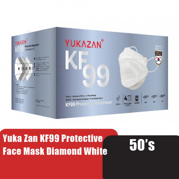 YUKAZAN KF99 PROTECTIVE FACE MASK 50'S - DIAMOND WHITE