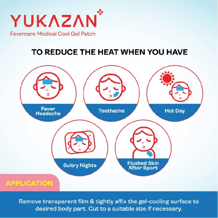 YUKAZAN ADULT FEVERCARE MEDICAL COOL GEL PATCH 6'S