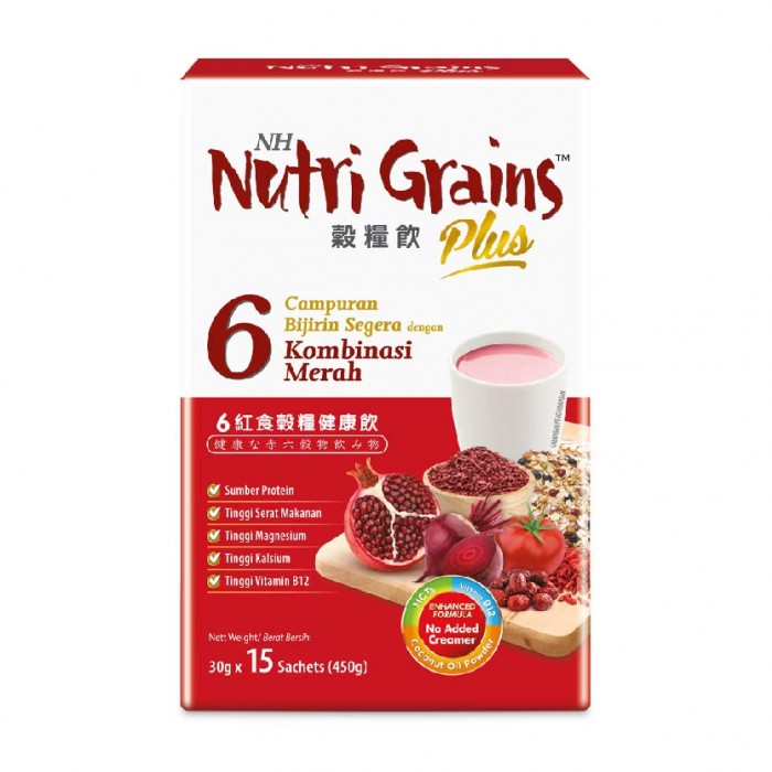 NH Nutri Grains Plus With 6 Red  (Beetroot/Red Yeast Rice) 30g x 15's Iron/6红补气血谷粮代餐