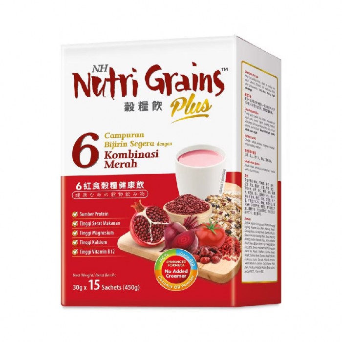 NH Nutri Grains Plus With 6 Red  (Beetroot/Red Yeast Rice) 30g x 15's Iron/6红补气血谷粮代餐