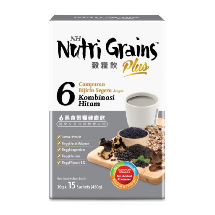 NH Nutri Grains Plus With 6 Black Lower Cholesterol( SesameBlack rice)30g x15's calsium magnesium6黑谷粮代餐