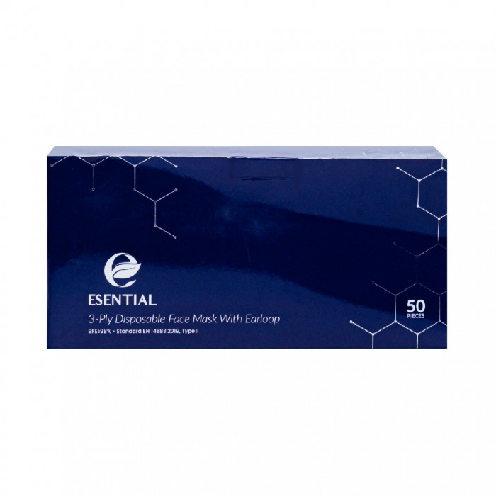 ESENTIAL 3ply 50's Classic Elastic Earloop Disposable Face Mask- Navy / Protection 一次性口罩