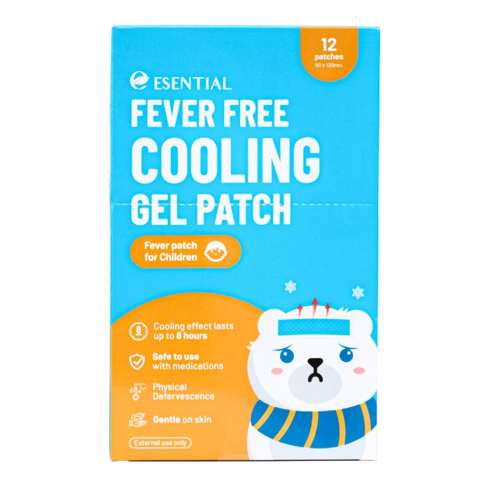 ESENTIAL Children Fever Free Cooling Gel Patch 12's -  For Body Heat & Headache Relief / 小孩退熱貼 Cool Fever / Kool Fever