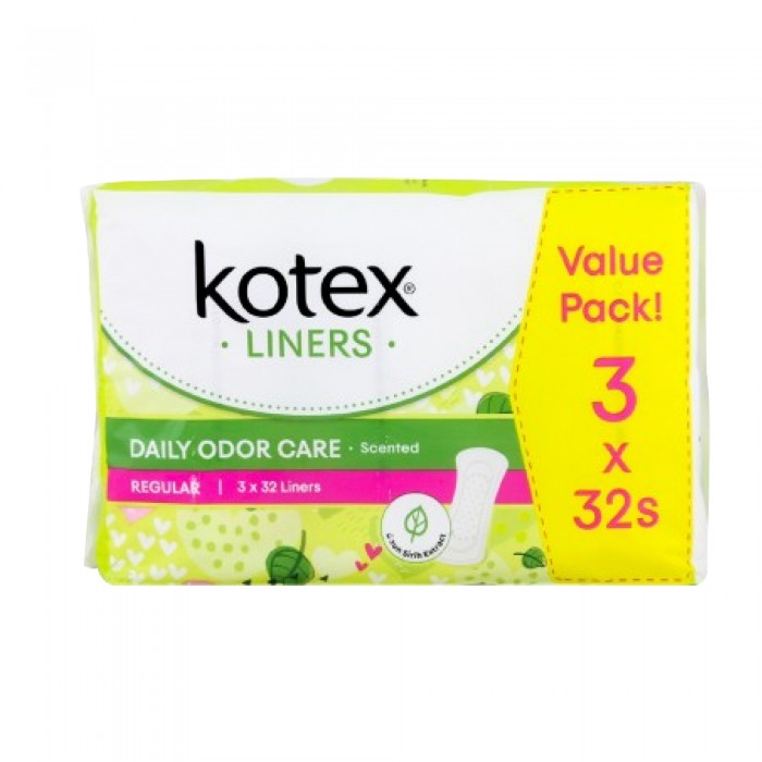 KOTEX LINERS DAILY ODOR CARE 32'S X 3 - LONGER & WIDER (REGULAR)