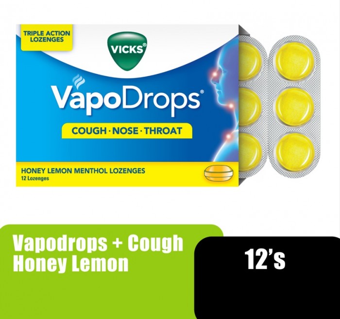 VICKS VAPODROPS + COUGH HONEY LEMON 12'S