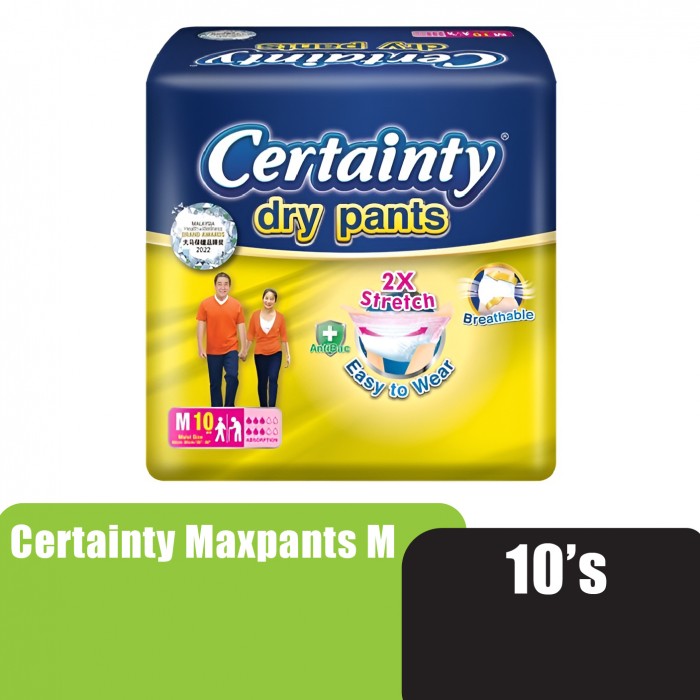 CERTAINTY Drypants Adult Diapers 10's Size - M, Adult Diapers Pants / Pampers Dewasa / 成人 尿裤