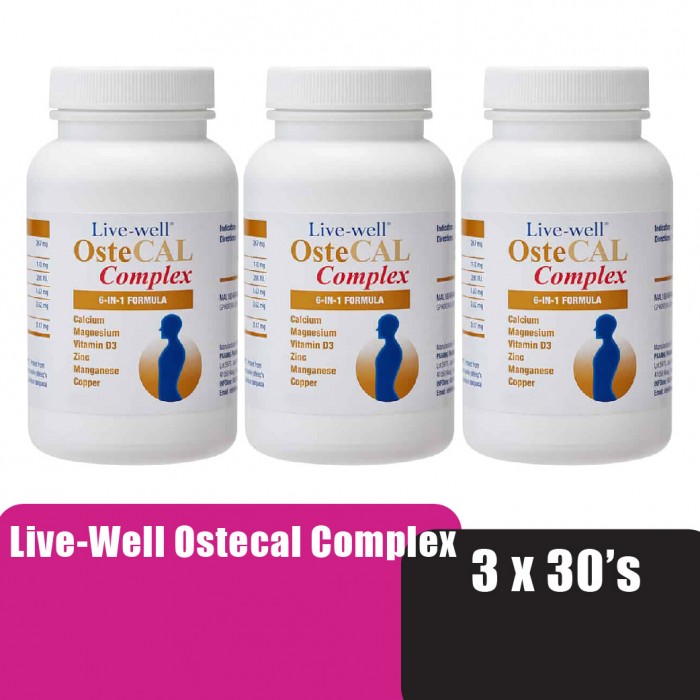 Live Well Ostecal Complex 3x30's (Bone, Back Support)