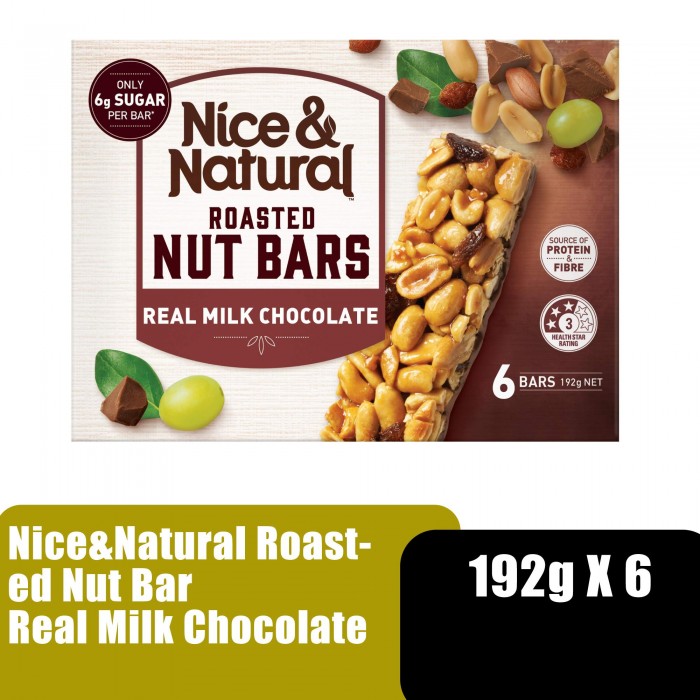 Nice&Natural Roasted Nut Chocolate Bar 192g x 6 Protein Bar 蛋白棒 / 健康零食 (Energy Bar Snack)