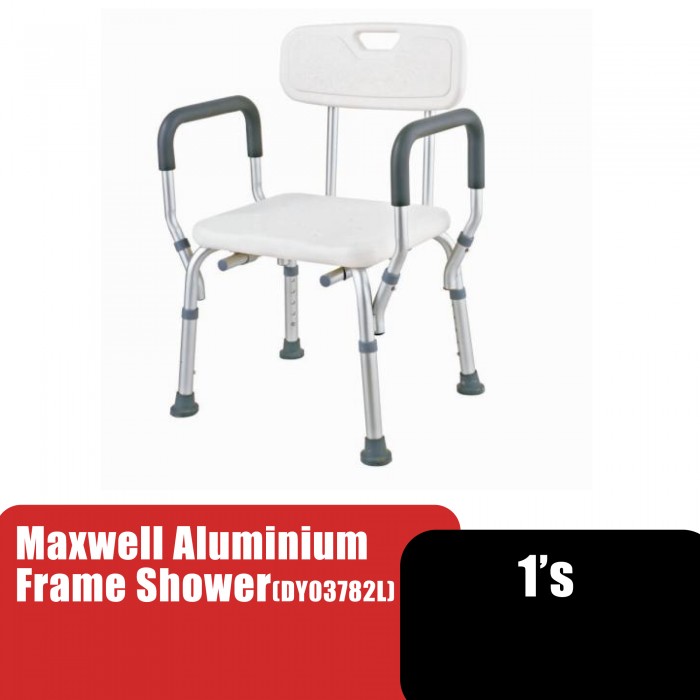 MAXWELL Aluminium Frame Non Slip Shower Chair (DY03782L) - Height Adjustable Shower Chair With Back Rest Bangku Mandi